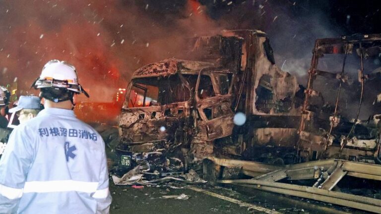 Масштабная ДТП в Японии: из-за гололеда на автобане столкнулись и загорелись 67 авто»>